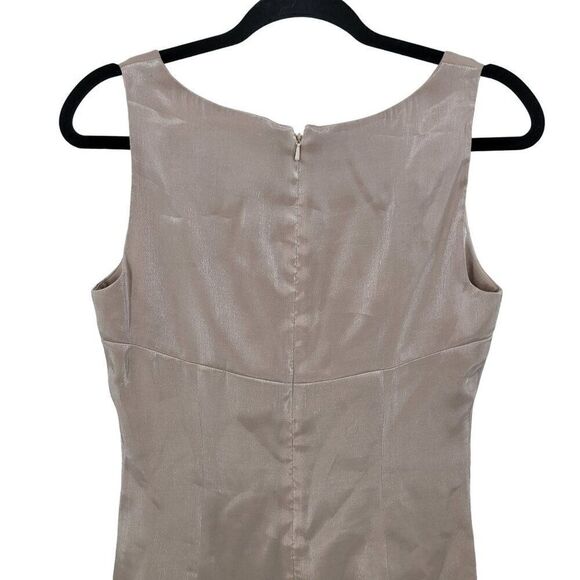 Vintage 80s Dress 6P Rose Gold Pink Cocktail Sleeveless Satin Sparkle Mini Glam - Picture 7 of 9